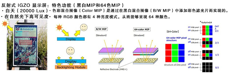 1.26英寸反射式 IGZO 显示屏